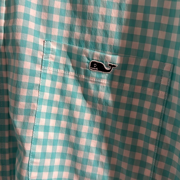 Men’s Vineyard Vines Turquoise Blue Gingham Check Button Down Shirt - Med - Picture 2 of 4